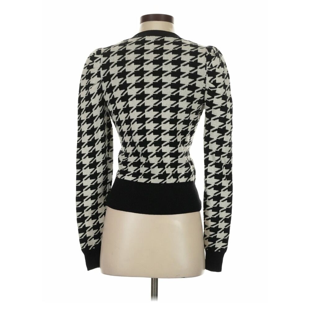 Generation Love Womens Black White Houndstooth Cardigan Sweater Size Small - Picture 2 of 13